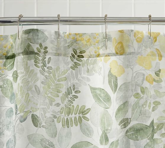 Botanical Garden Organic Shower Curtain, Natural Fabric Shower Curtain Liner