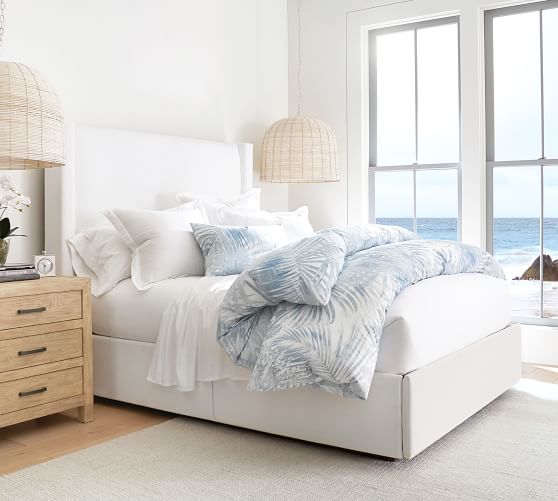 Harper Upholstered Non Tufted Tall, Storage Platform Bed Full White