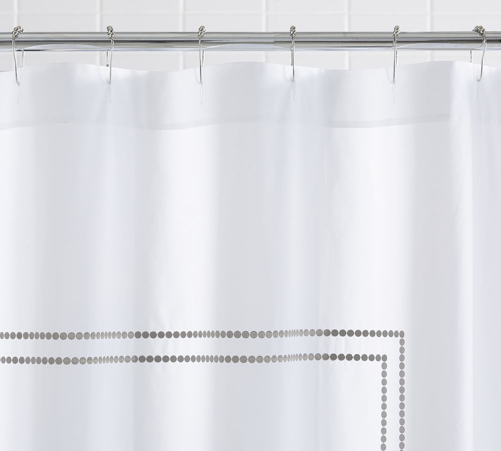 Pearl Embroidered Organic Shower Curtain | Pottery Barn