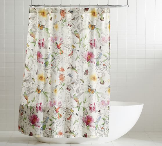 Hummingbird Organic Shower Curtain, How To Use Two Shower Curtains
