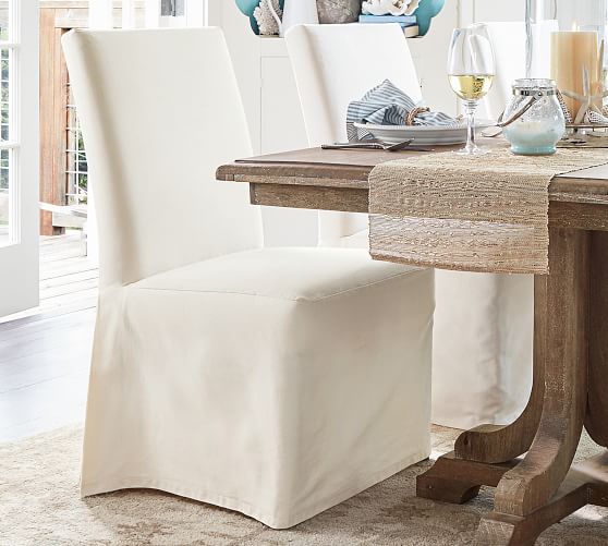 Pb Comfort Square Slipcovered Dining, Pottery Barn Classic Upholstered Dining Chair Covers