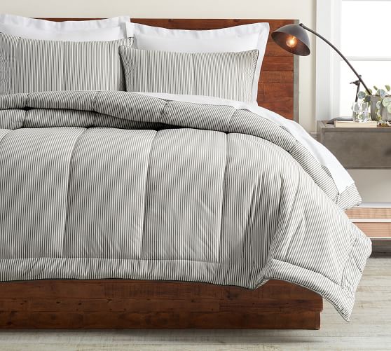 Wheaton Striped Percale Comforter, Pottery Barn King Bed Set