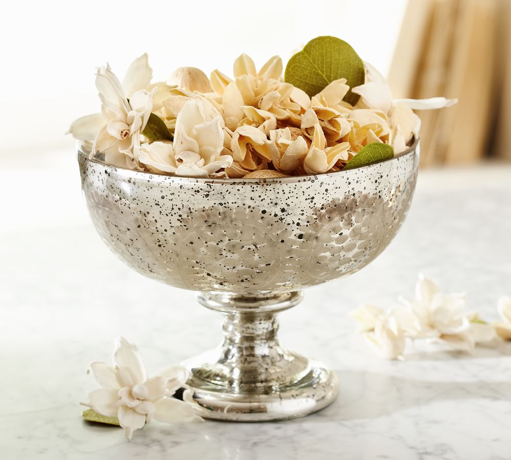 Etched Antique Mercury Glass Candle Bowl Pottery Barn