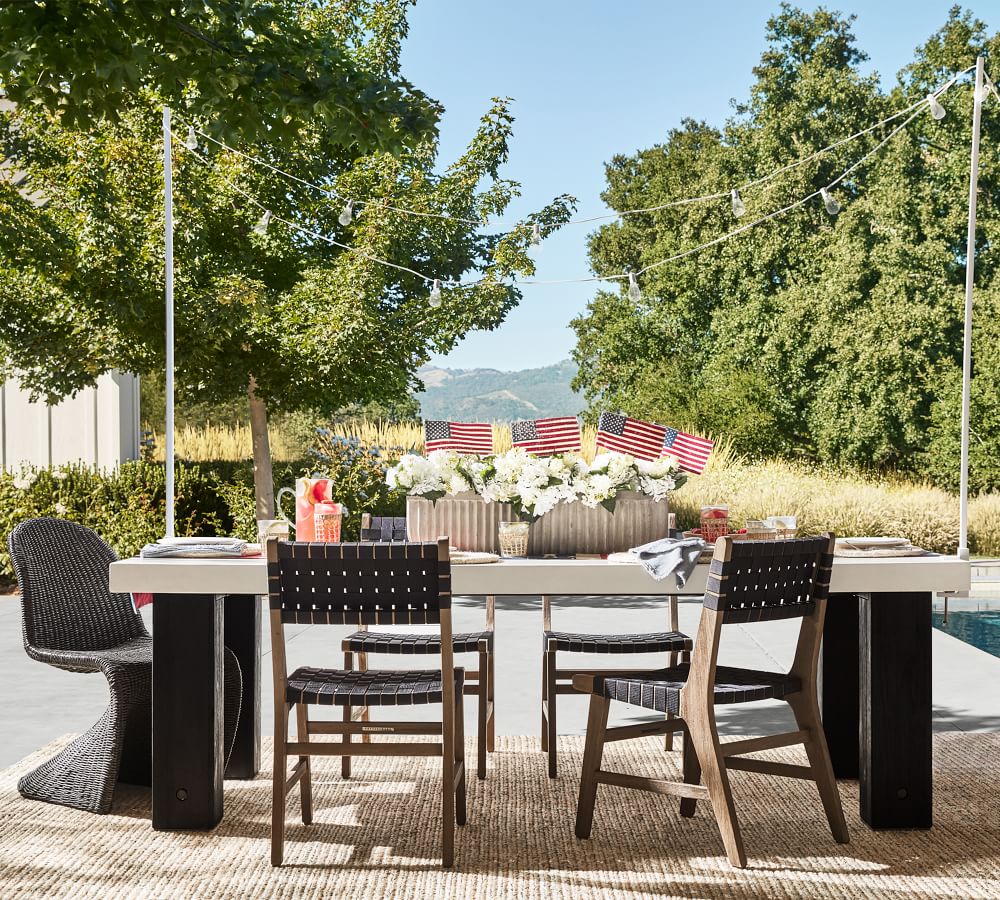 Abbott Indoor/Outdoor 96" Concrete & FSC® Acacia Chunky Leg Dining