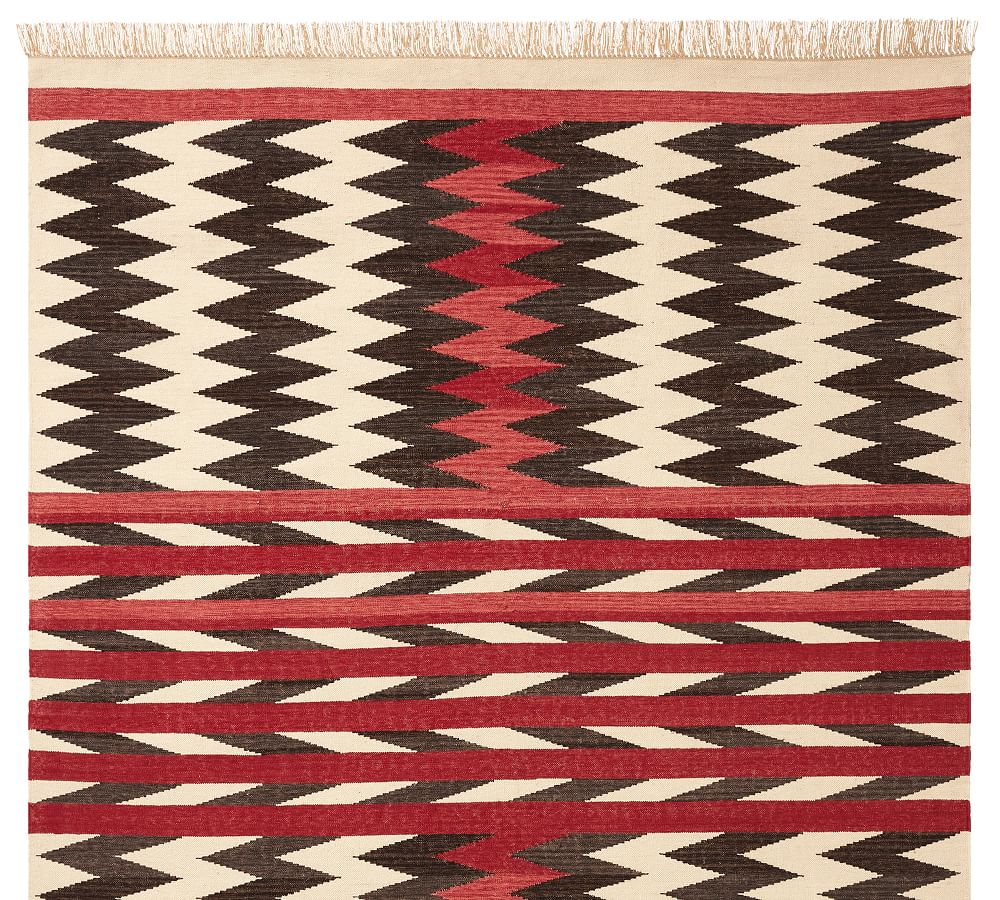 Broadway Leather Stripe Rug 5X8 Red 