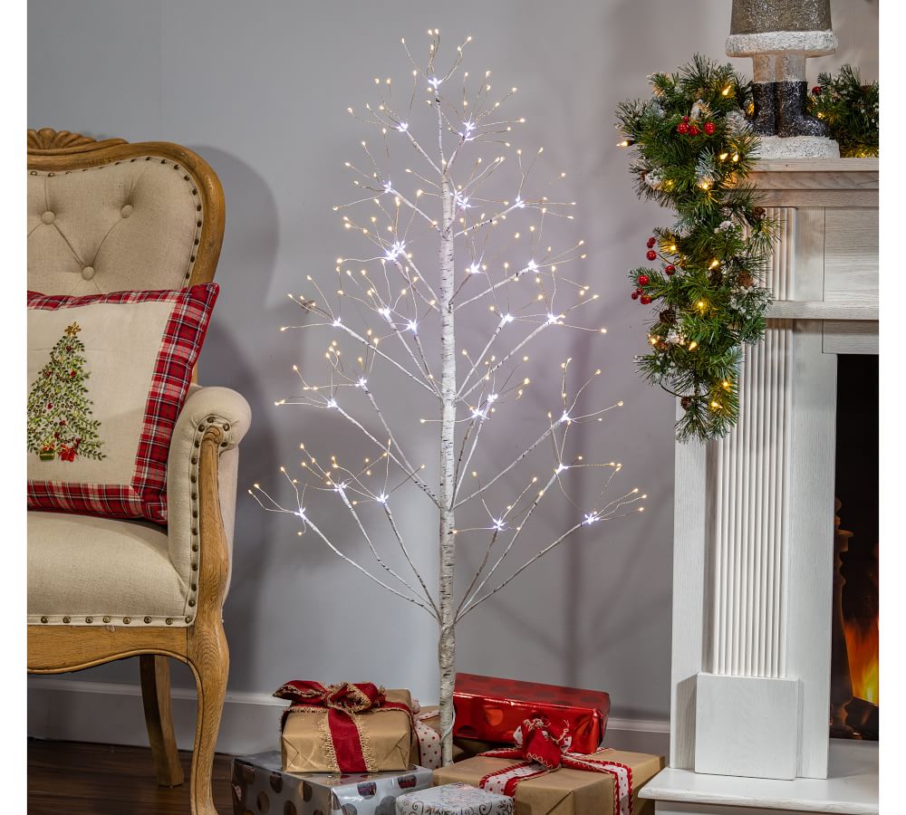 5ft Christmas Indoor LED Light Up Tree Flat Twig Warm White Pre Lit Decoration
