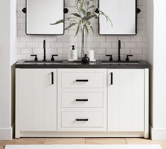Austen 60 Concrete Top Double Sink, Granite Vanity Tops Double Sink
