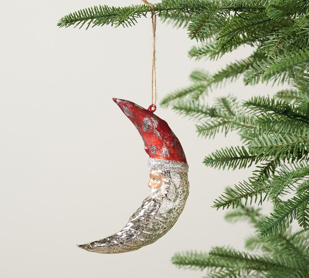 Mercury Glass Santa Ornaments | Pottery Barn