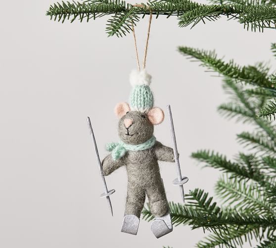 Details about   Pier 1 Glass Christmas Ornament  Mouse Felt & Binocular Mouse Detailed 