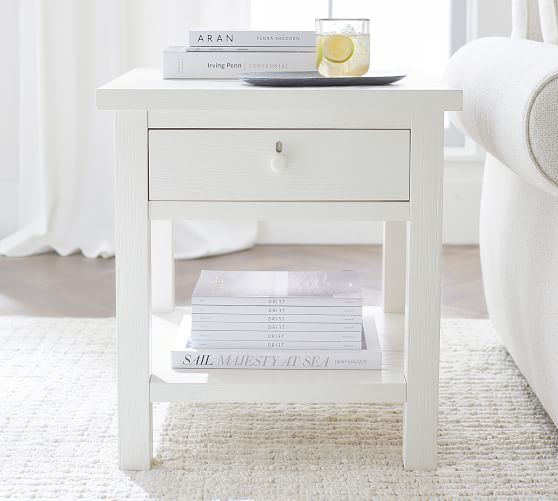 Farmhouse 22 End Table Pottery Barn, White Accent Table With Drawer