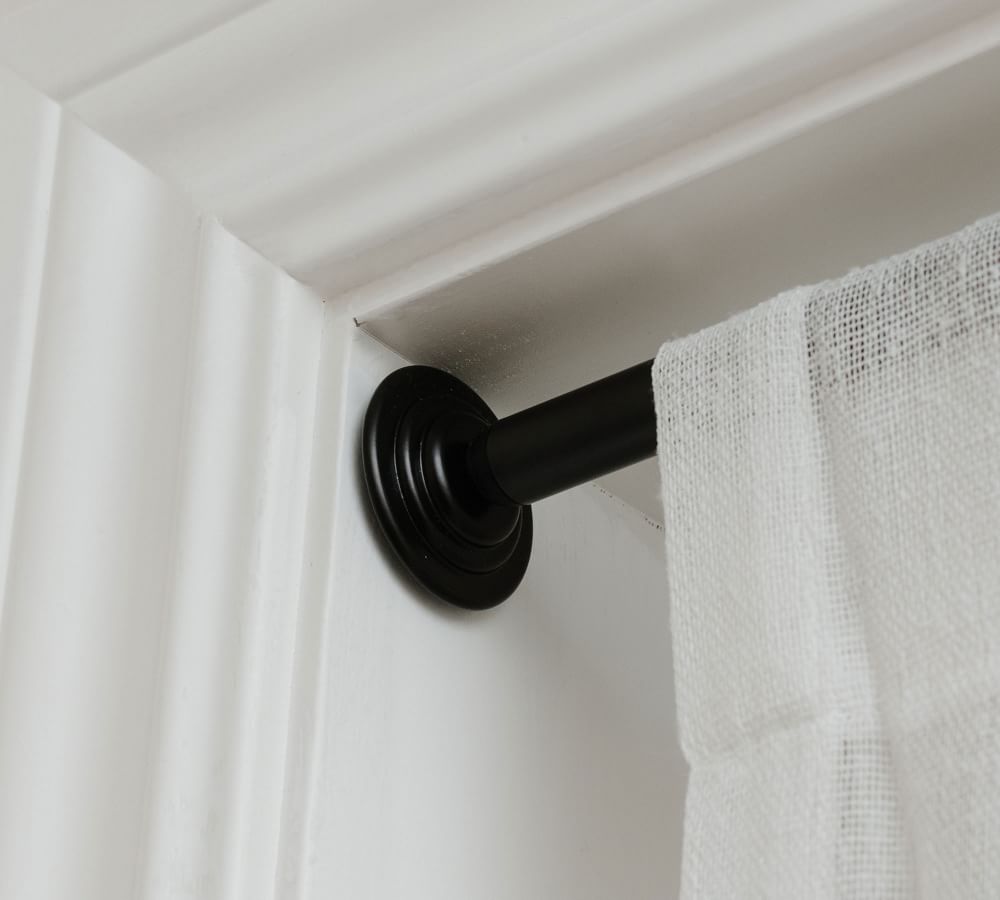 Umbra® Coretto Adjustable Matte Black Curtain Tension Rod | Pottery Barn