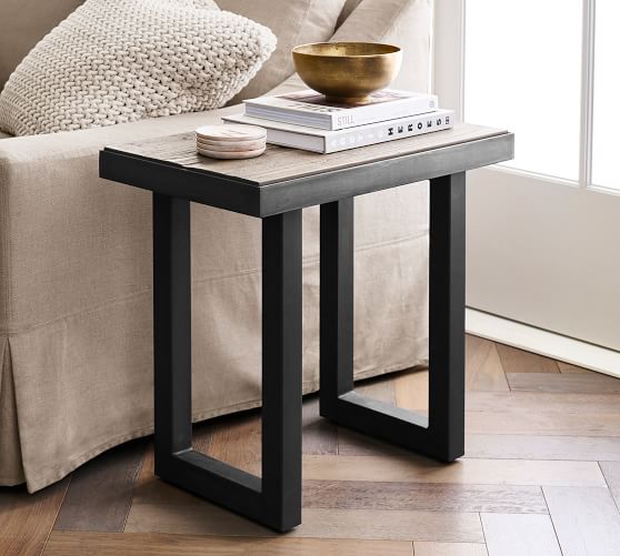 Thorndale 26 Reclaimed Wood Side Table, Black Reclaimed Wood Side Table