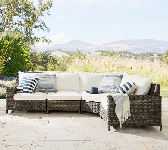 Torrey All Weather Wicker 4 Piece Square Arm Wedge Corner Sectional Pottery Barn - Mountain Back Wicker Patio Furniture Set 4 Piece