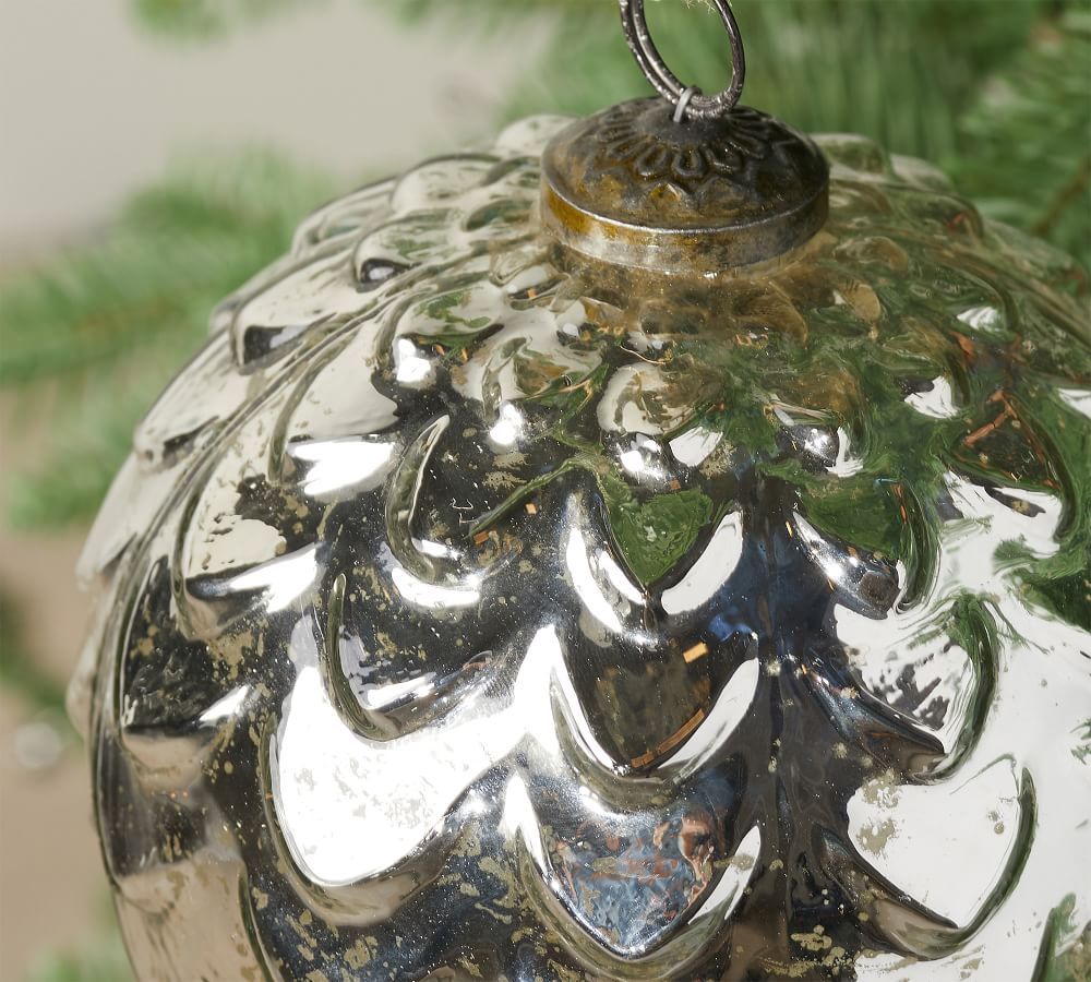 Oversized Mercury Glass Ornament Sets Silver Pottery Barn