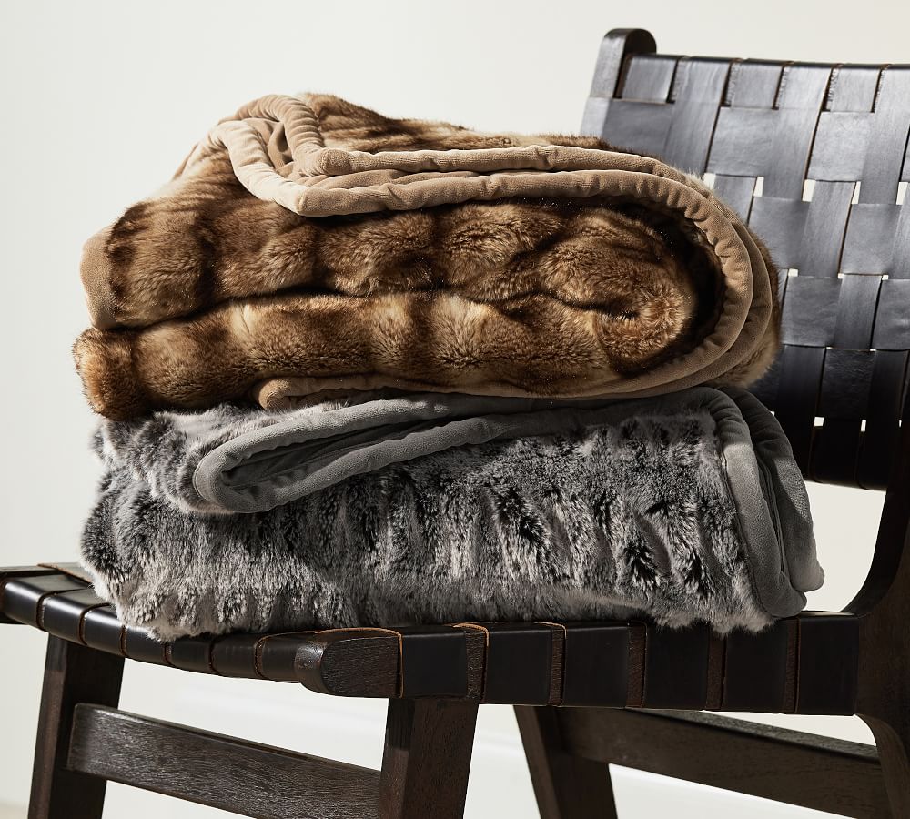 Faux Fur Ombre Throw Blankets Pottery Barn