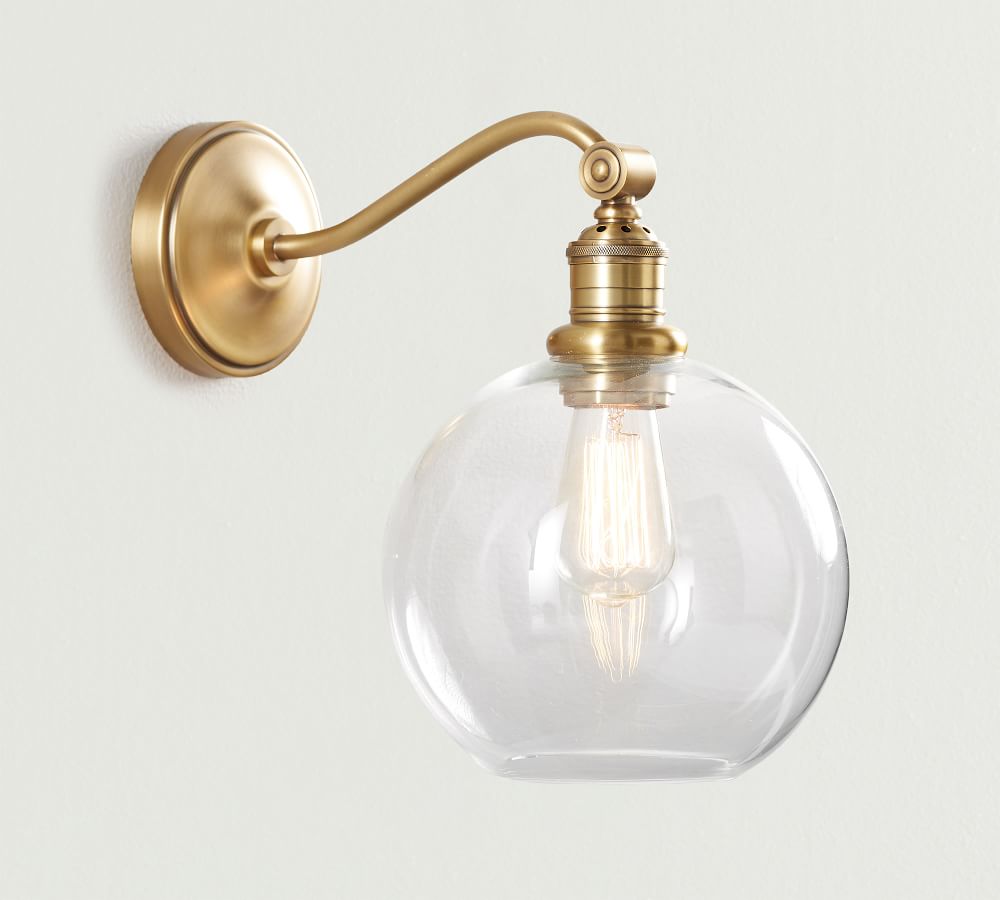 Curved Arm Glass Globe Sconce | Pottery Barn