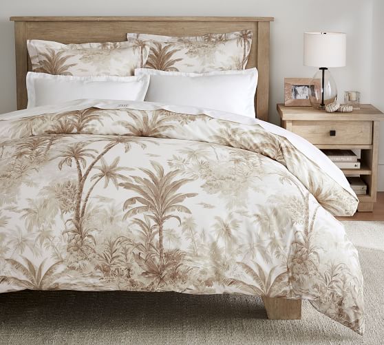 Palm Toile Organic Percale Duvet Cover, Toile Duvet Cover Twin Size