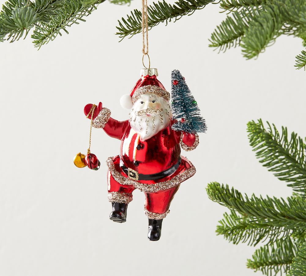 Octillery Santa Mercury Glass Santa Ornaments | Pottery Barn