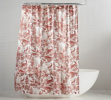 Alpine Toile Organic Shower Curtain, Nordic Nest Shower Curtain