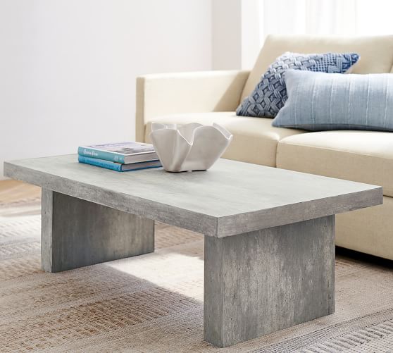 Vaccaro 48 Concrete Coffee Table, Faux Concrete And Wood Coffee Table