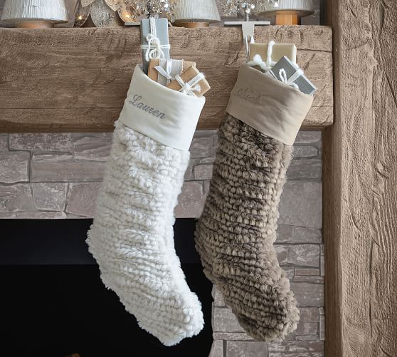 Details about   Pottery Barn Cozy Teddy Faux fur DOG puppy Bone CHRISTMAS stocking NWT 