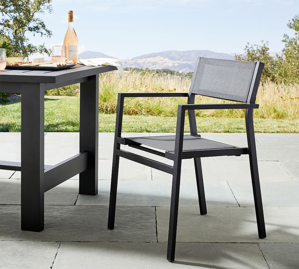 Malibu Metal Rectangular Dining Table + Fiji Metal & Mesh Dining Chair