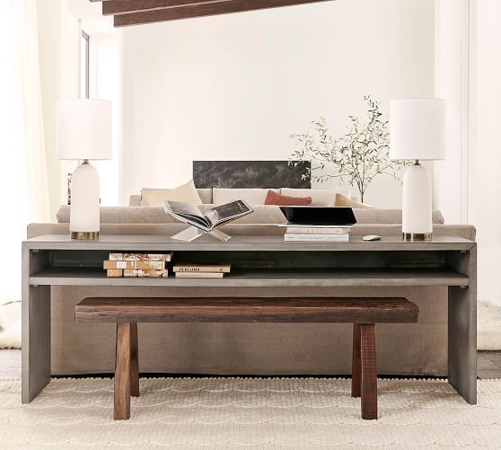 Byron 84 Waterfall Console Table, 84 Inch Console Table With Stools