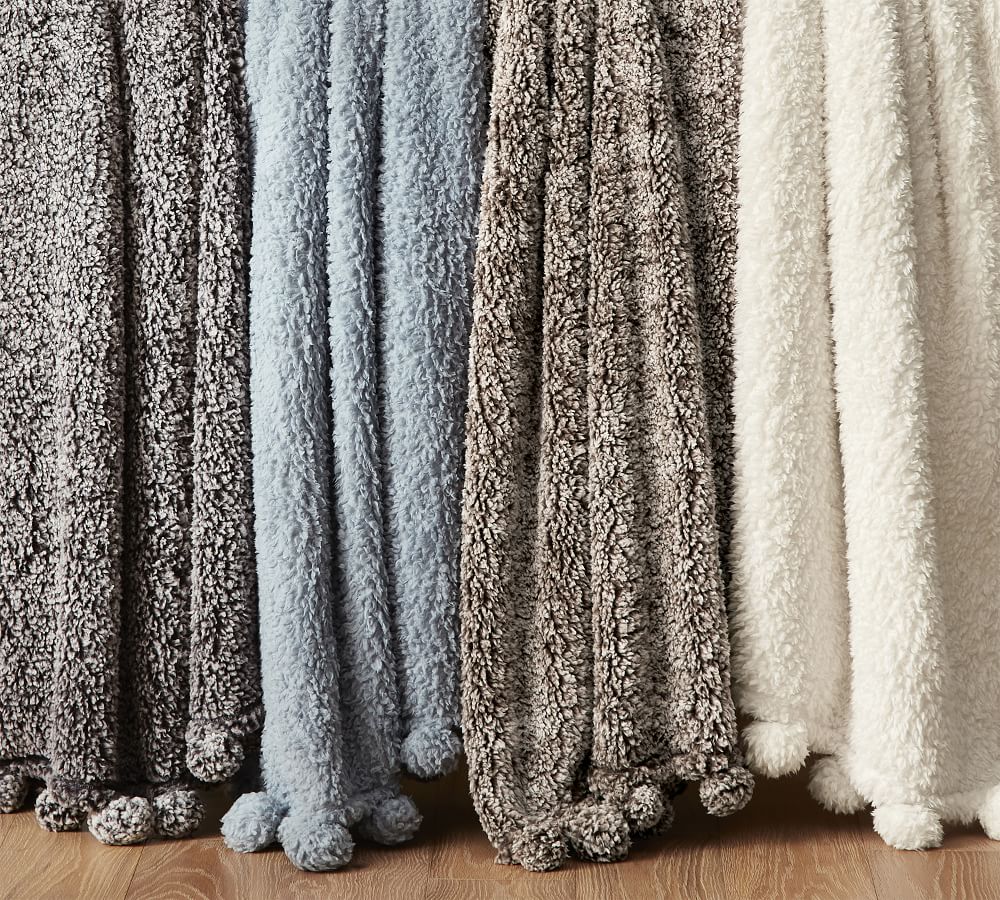 Cozy Pom Pom Sherpa Throws Pottery Barn