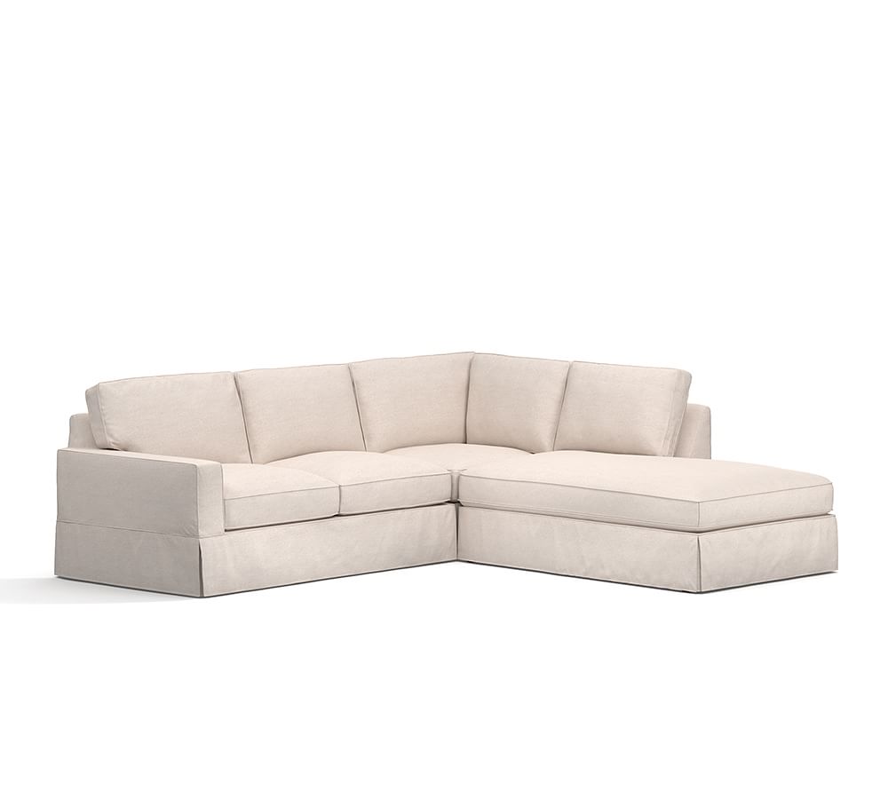 PB Comfort Square Arm Slipcovered 3Piece Bumper Sectional Pottery Barn