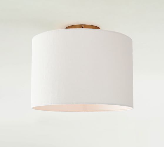 Linen Drum Shaded Flush Mount | Pottery 