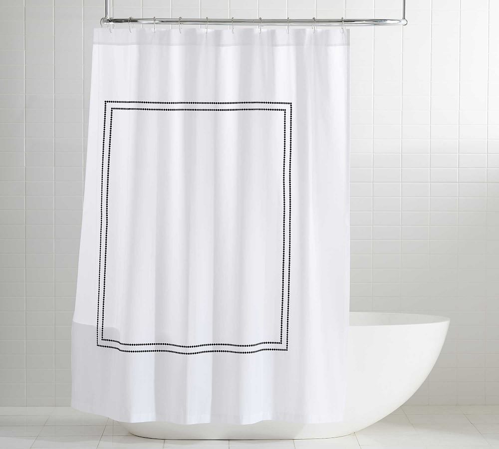 Pearl Embroidered Organic Shower Curtain | Pottery Barn