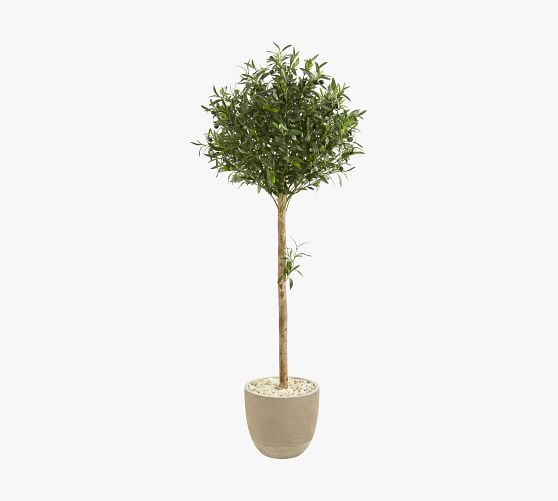 Faux Olive Topiary Tree in Sand Planter