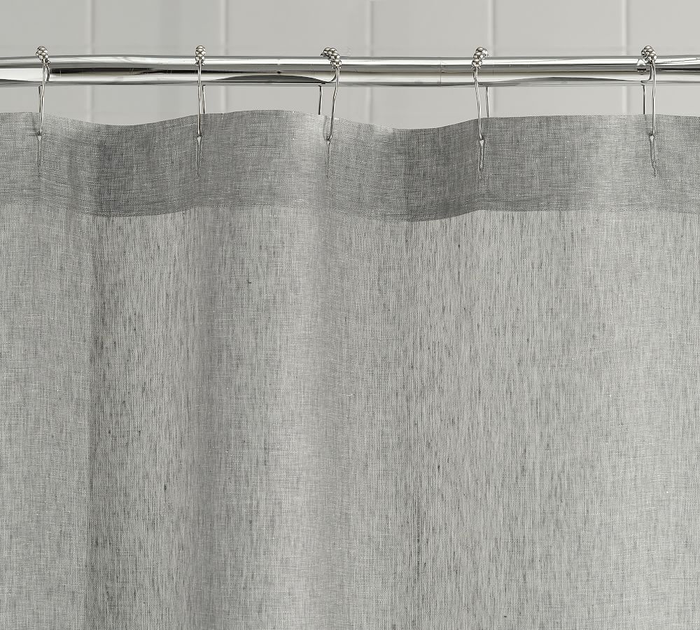 Belgian Flax Linen Hemstitch Shower Curtain Pottery Barn