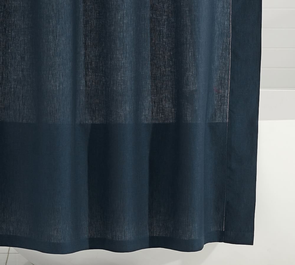 Belgian Flax Linen Hemstitch Shower Curtain Pottery Barn