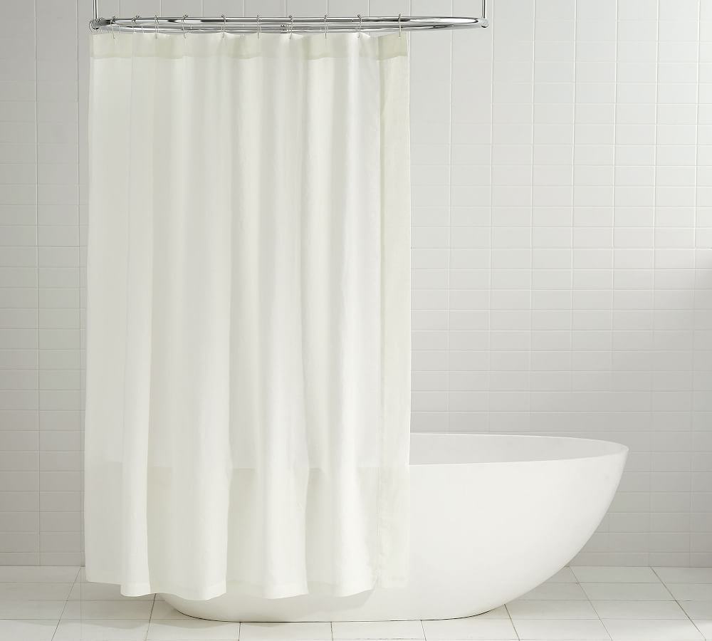 Belgian Flax Linen Hemstitch Shower Curtain Pottery Barn