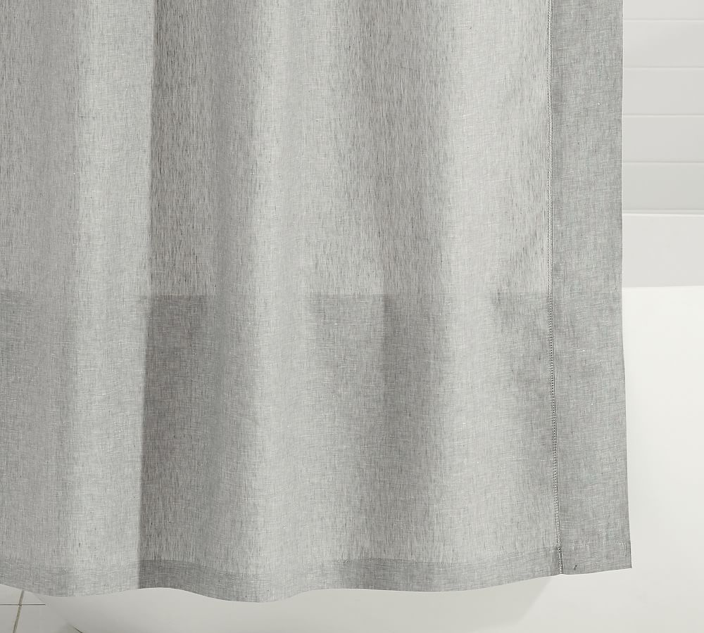 Belgian Flax Linen Hemstitch Shower Curtain Pottery Barn