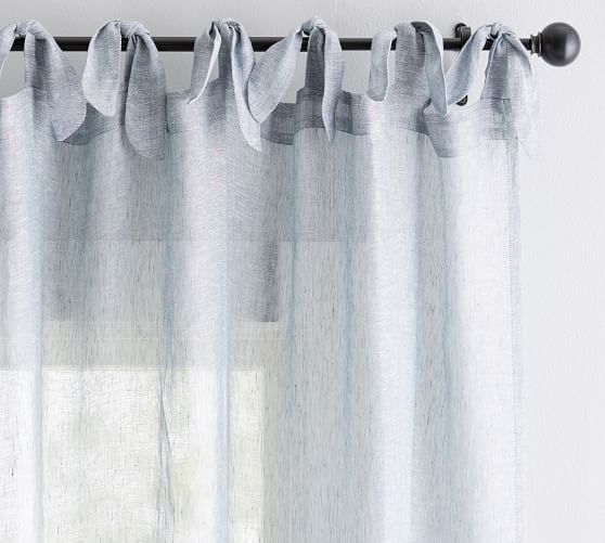 Belgian Flax Linen Tie Top Sheer Curtain Pottery Barn Belgian Flax Linen Tie Top Sheer, Best Color For Sheer Curtains