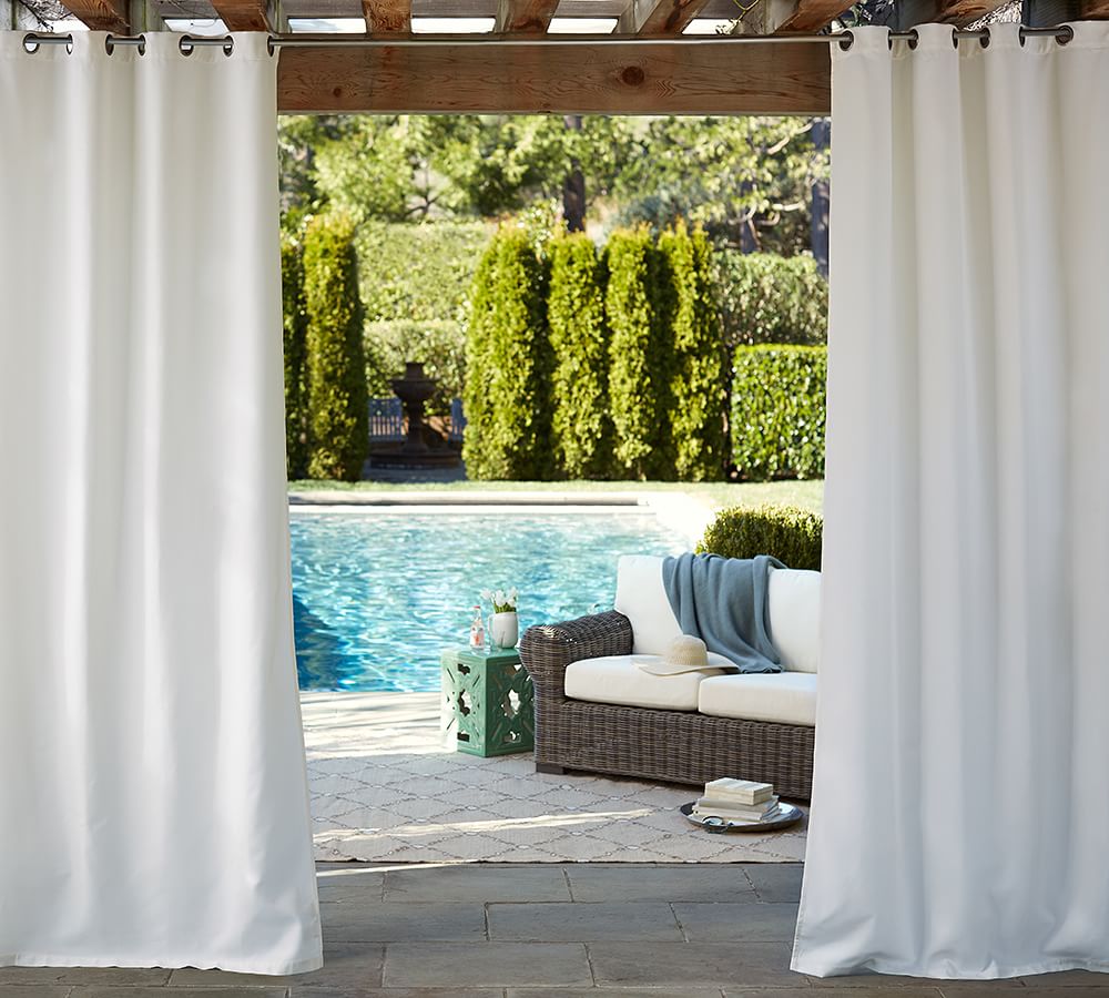 1 Pottery Barn PB Indoor Outdoor Drapes Curtains Grommet 50x84 Natural for sale online 