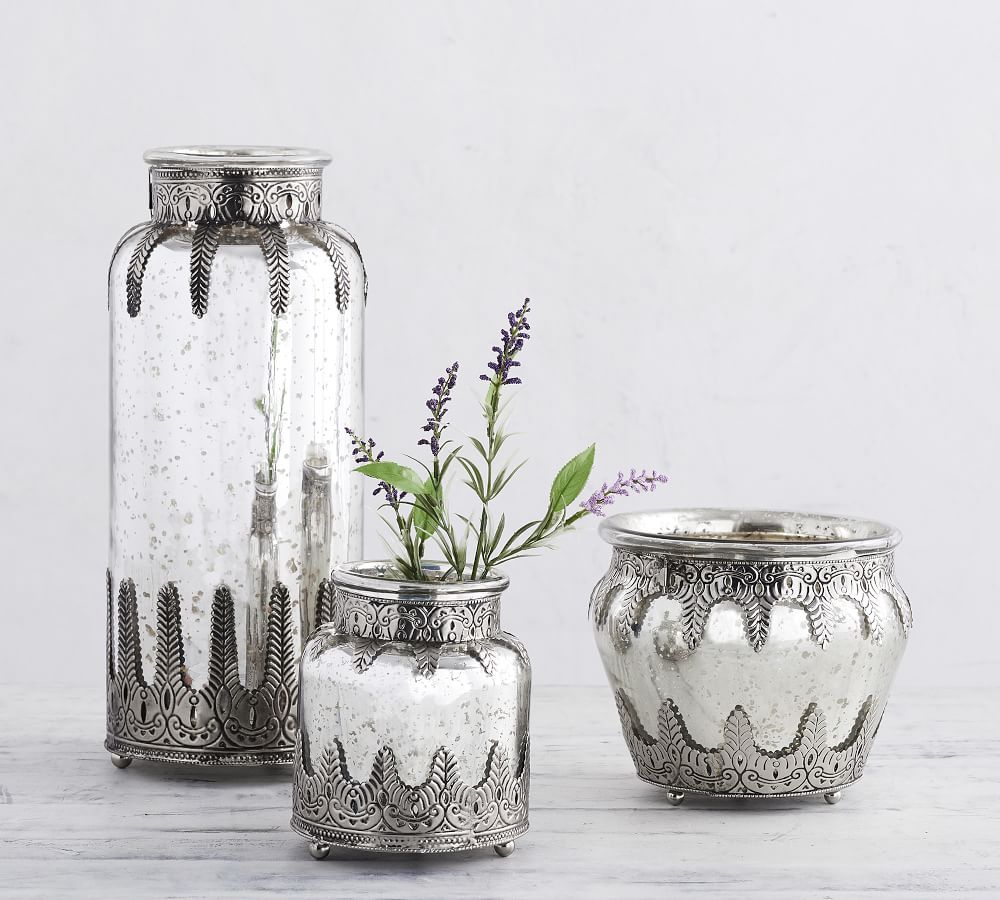 Madeline Mercury Glass and Metal Vases Pottery Barn