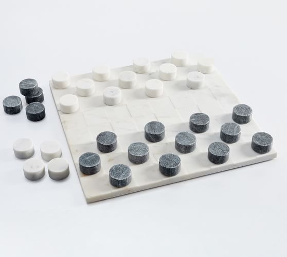Extra Set 100% Natural Slate Checkers Ships SAME Business Day! 