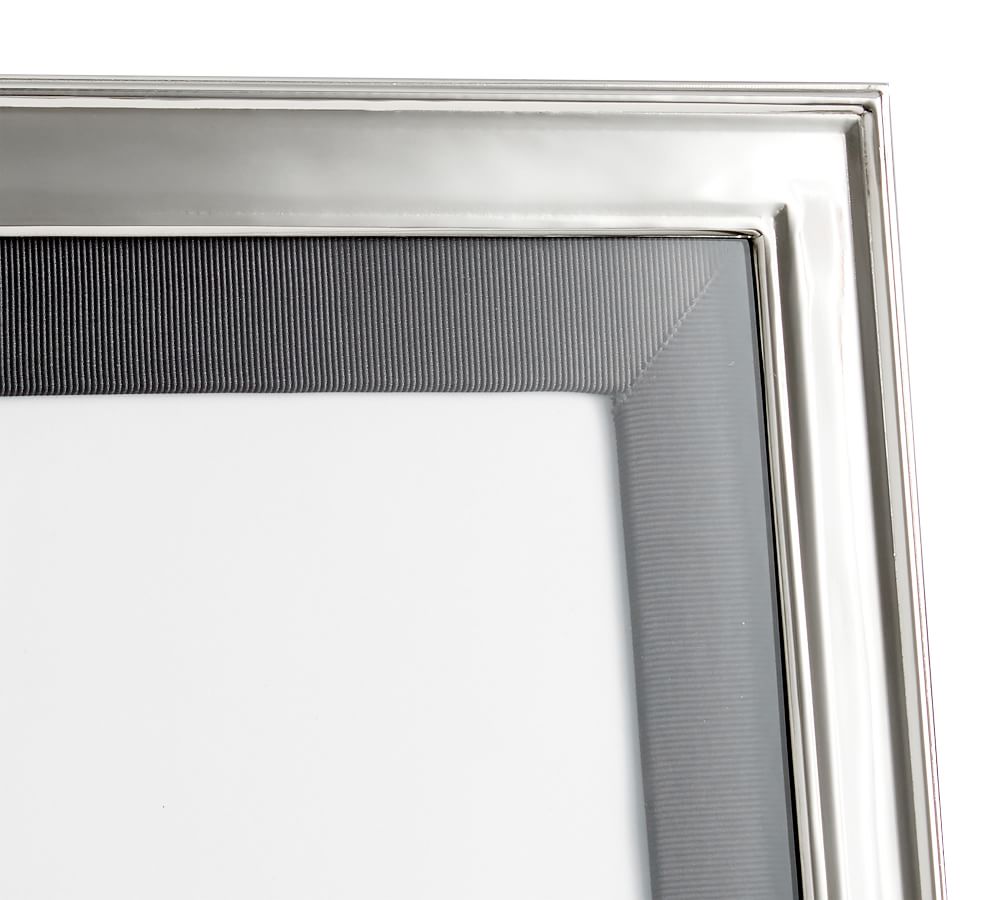 Personalized Silver-Plated Grosgrain Ribbon Mat Frame - Gray | Pottery Barn