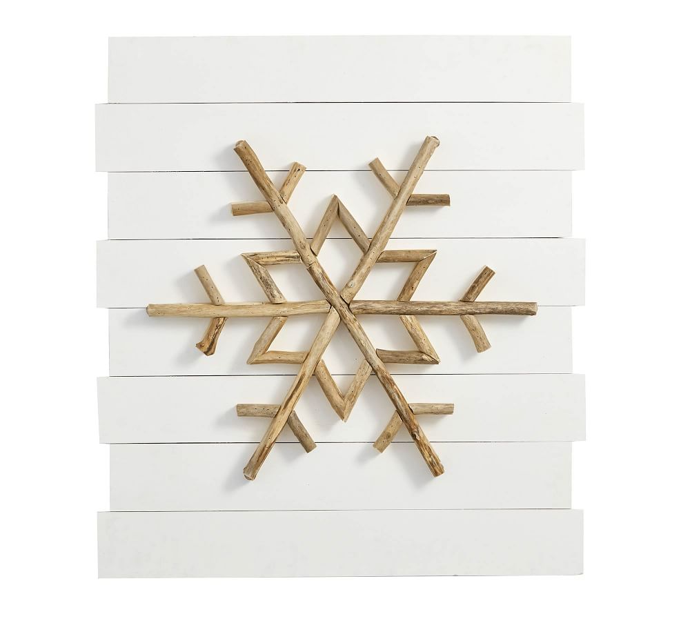Planked Wood Snowflake Wall Art Pottery Barn