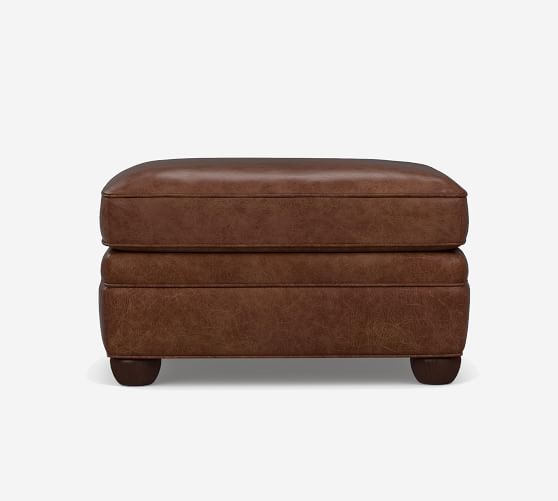 Chesterfield Leather Ottoman Pottery Barn, Colored Leather Ottomans