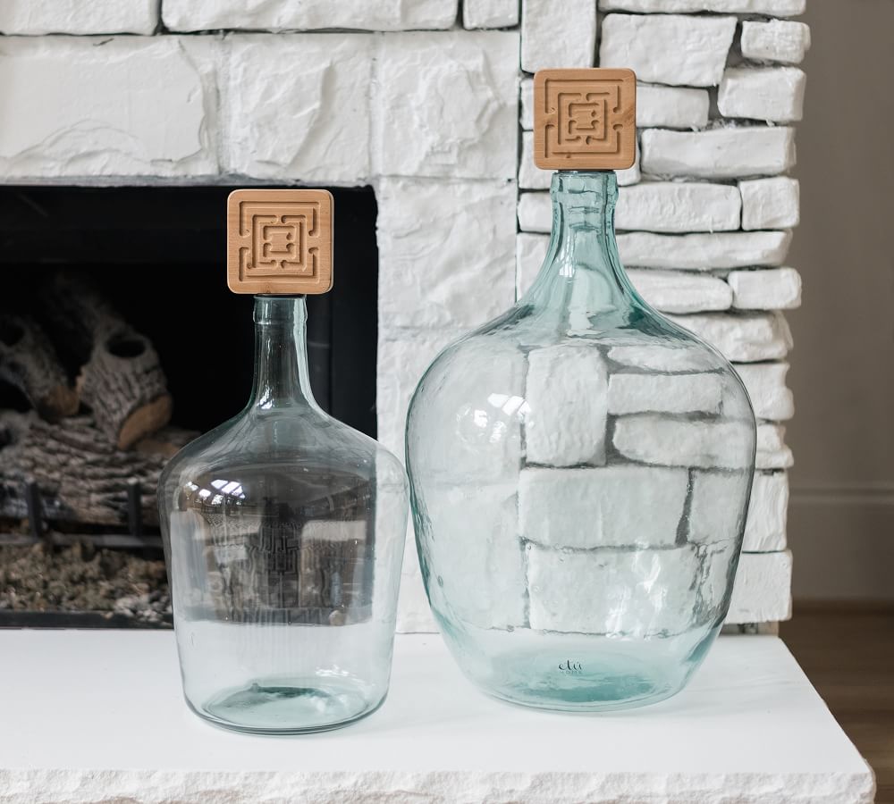 COCOCOZY x etúHOME Handcrafted Recycled Glass Demijohn Vase with Wood