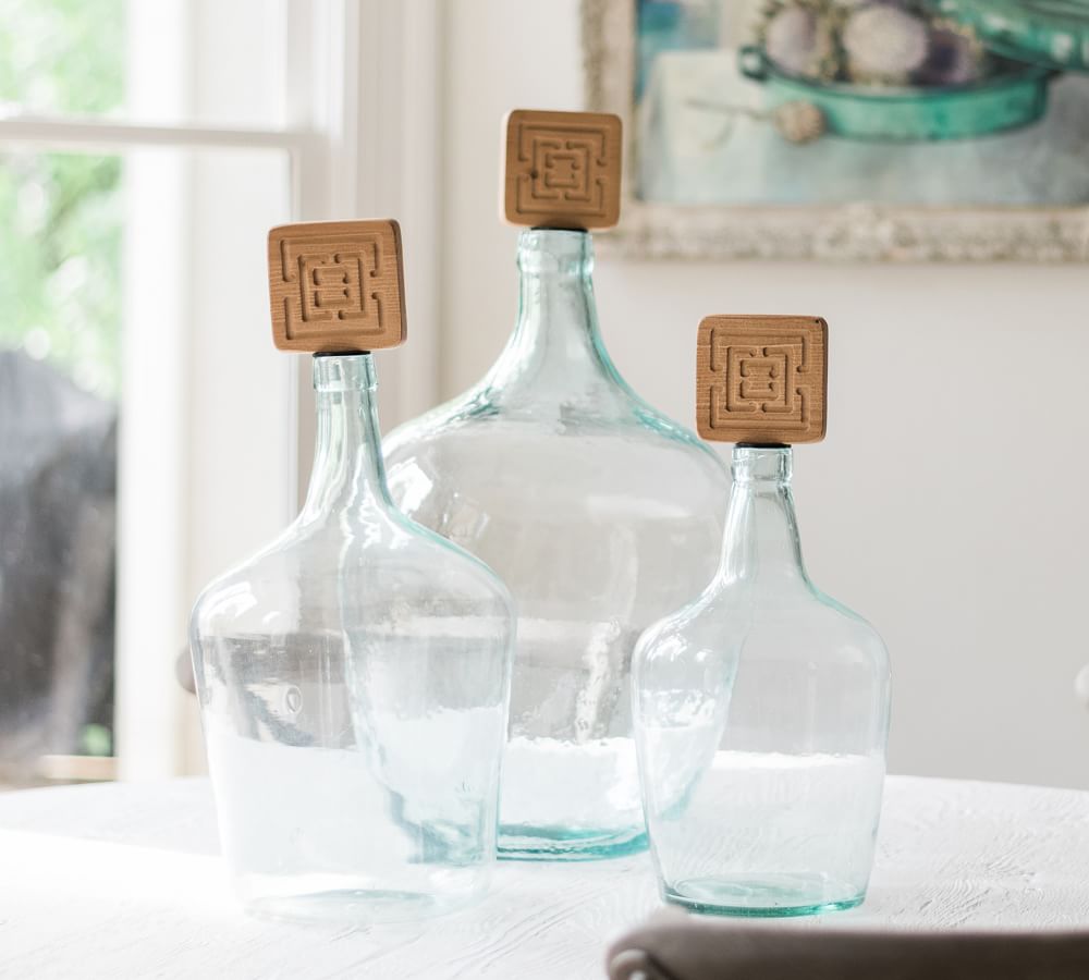 COCOCOZY x etúHOME Handcrafted Recycled Glass Demijohn Vase with Wood