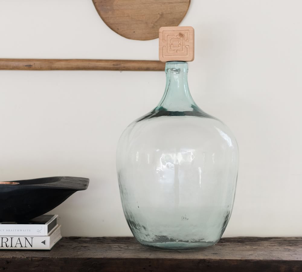 COCOCOZY x etúHOME Handcrafted Recycled Glass Demijohn Vase with Wood