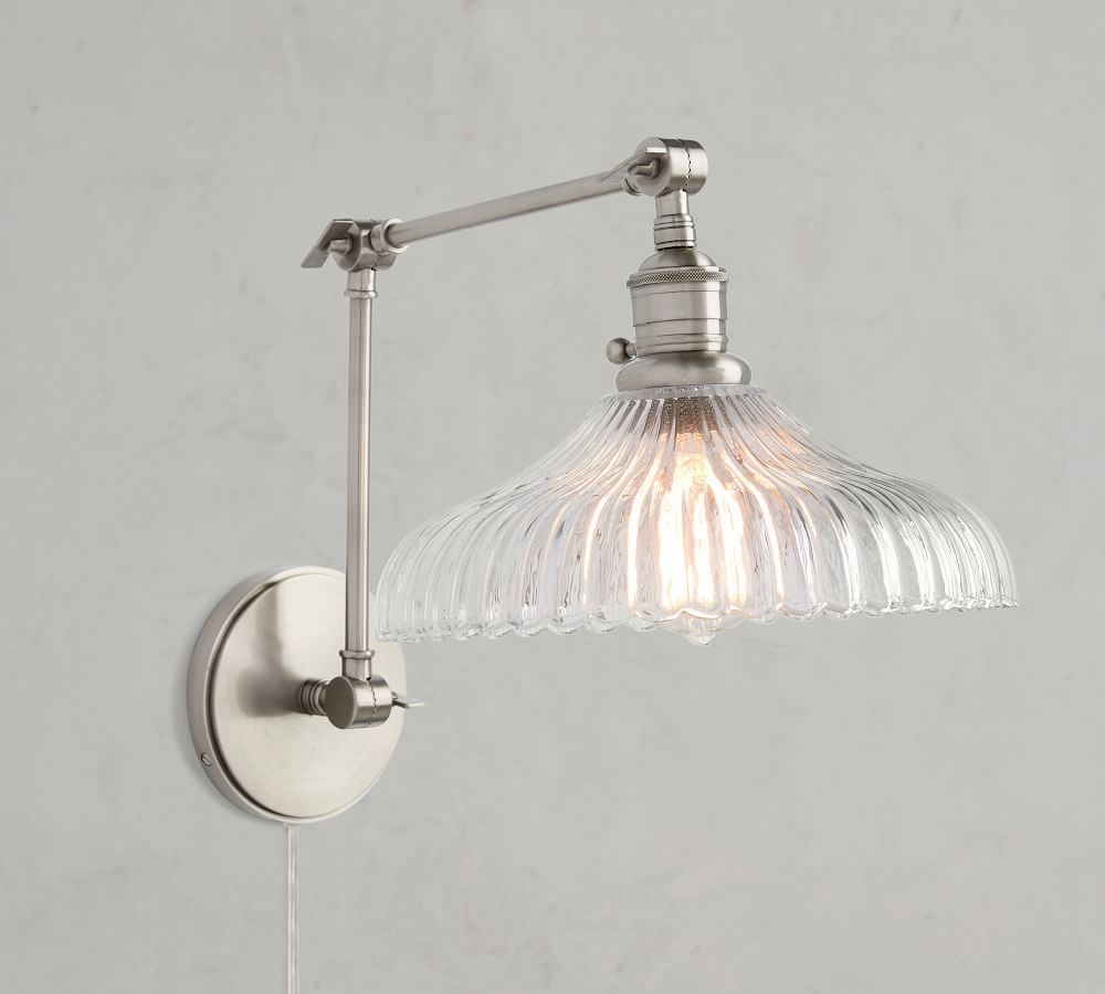 Articulating Arm Sconce Fluted Glass Pottery Barn