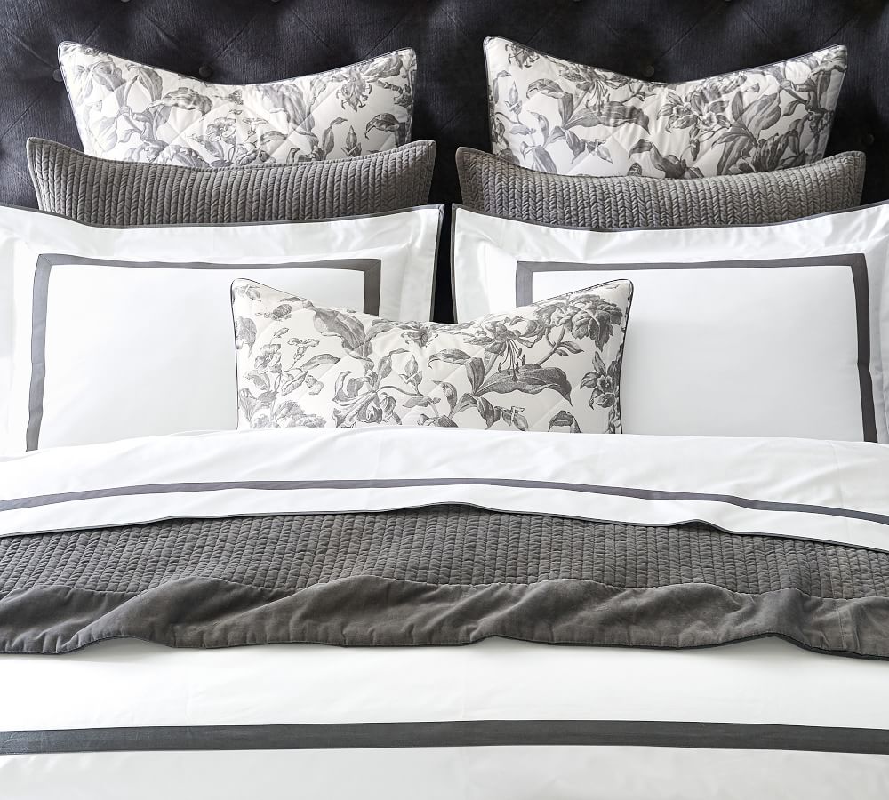 Banded 400ThreadCount Organic Percale Duvet Cover Pottery Barn