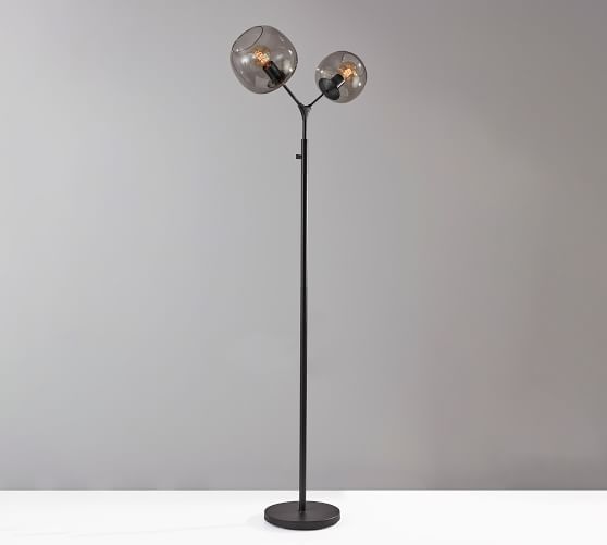 Grandview Glass Multi Head Floor Lamp, 5 Light Multi Head Floor Lamp Silver With Multicolor Shade