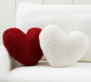 Cozy Teddy Faux Fur Heart Shaped Pillow | Pottery Barn